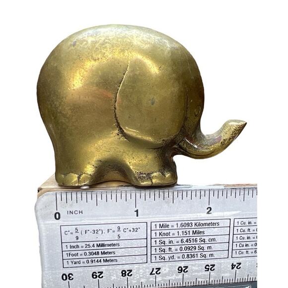 Vtg Brass Cute Elephant Artsy Paper Weight Collectible Home Decor Retro Unique - Picture 5 of 8